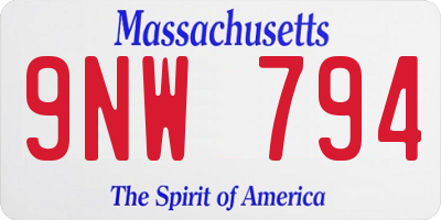 MA license plate 9NW794