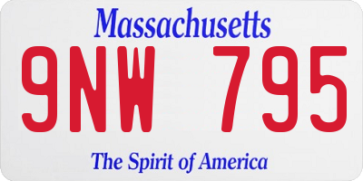 MA license plate 9NW795