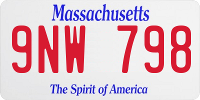 MA license plate 9NW798