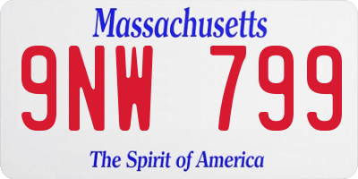 MA license plate 9NW799
