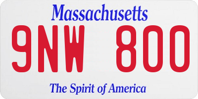 MA license plate 9NW800