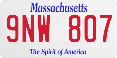 MA license plate 9NW807