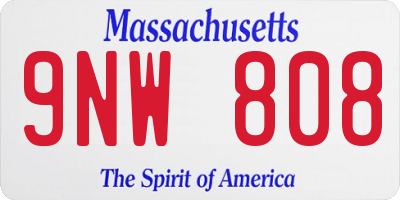 MA license plate 9NW808
