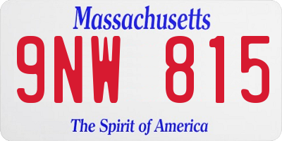 MA license plate 9NW815