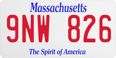 MA license plate 9NW826