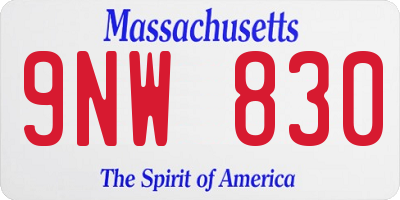 MA license plate 9NW830