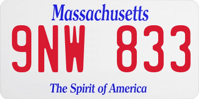 MA license plate 9NW833
