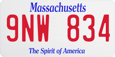 MA license plate 9NW834