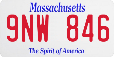MA license plate 9NW846