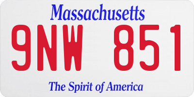 MA license plate 9NW851