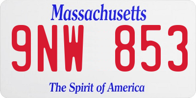 MA license plate 9NW853