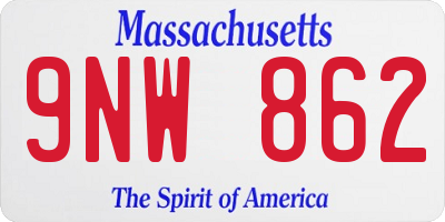 MA license plate 9NW862