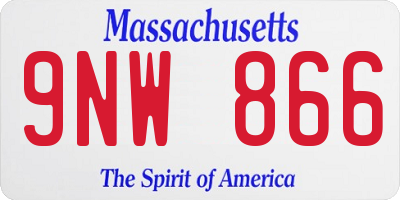 MA license plate 9NW866