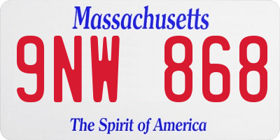 MA license plate 9NW868