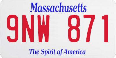 MA license plate 9NW871