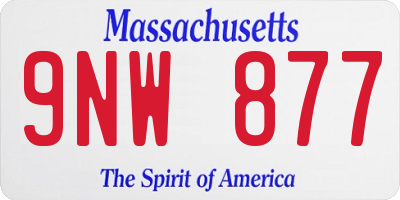 MA license plate 9NW877