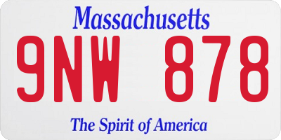 MA license plate 9NW878