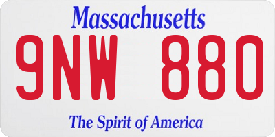 MA license plate 9NW880