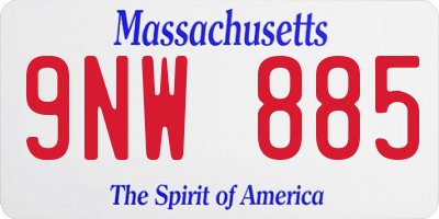 MA license plate 9NW885