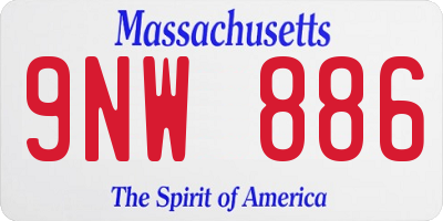 MA license plate 9NW886