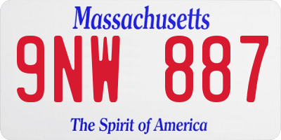 MA license plate 9NW887