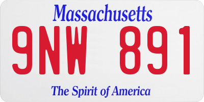 MA license plate 9NW891