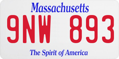 MA license plate 9NW893