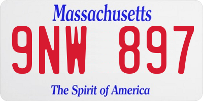 MA license plate 9NW897