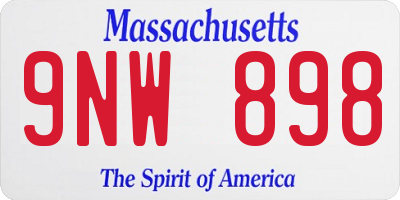 MA license plate 9NW898