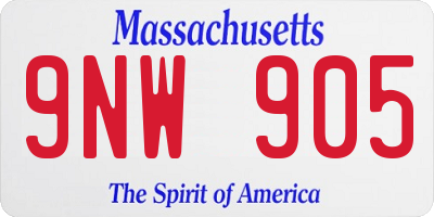 MA license plate 9NW905