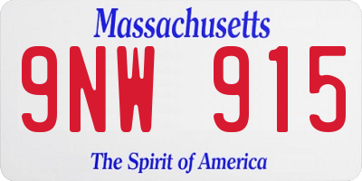 MA license plate 9NW915