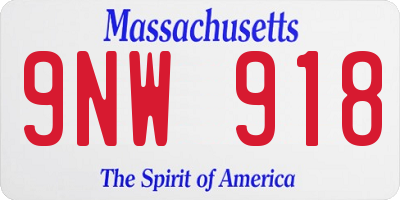 MA license plate 9NW918