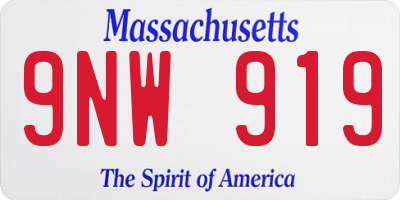 MA license plate 9NW919