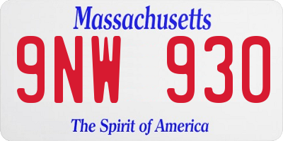 MA license plate 9NW930