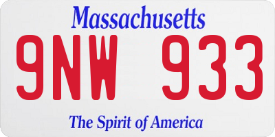 MA license plate 9NW933