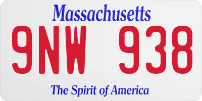 MA license plate 9NW938