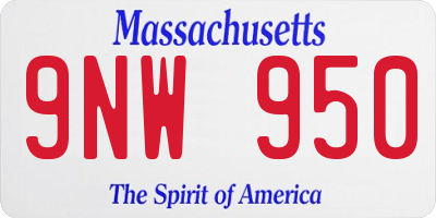 MA license plate 9NW950