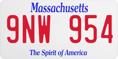 MA license plate 9NW954