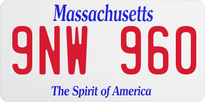 MA license plate 9NW960