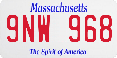 MA license plate 9NW968
