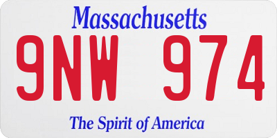 MA license plate 9NW974