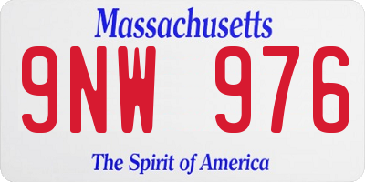 MA license plate 9NW976