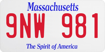 MA license plate 9NW981