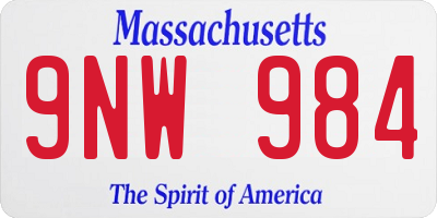 MA license plate 9NW984
