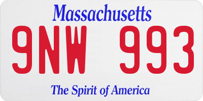 MA license plate 9NW993