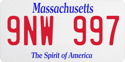 MA license plate 9NW997