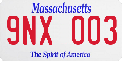 MA license plate 9NX003