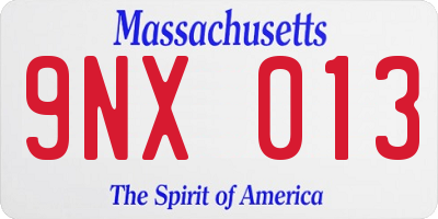 MA license plate 9NX013