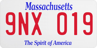 MA license plate 9NX019