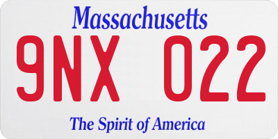 MA license plate 9NX022